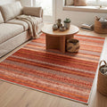 Terracotta Boho Kilim Style Kitchen Rug, Striped Non-Slip Floor Mat