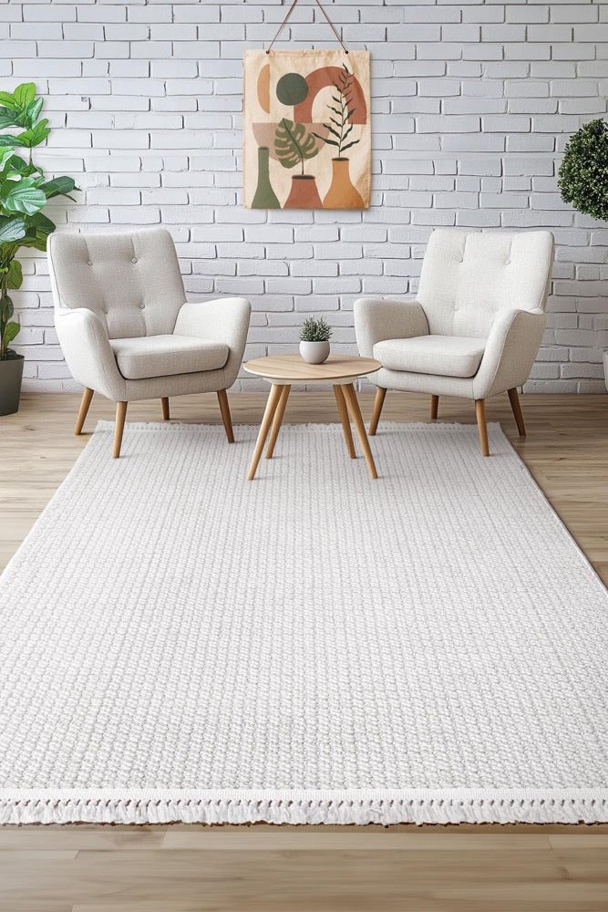 Scandinavian Woven Rug | Modern Turkish Kilim Rug for Living Room, Bedroom & Office | Grey Beige Cream | Soft Minimalist Floor Decor