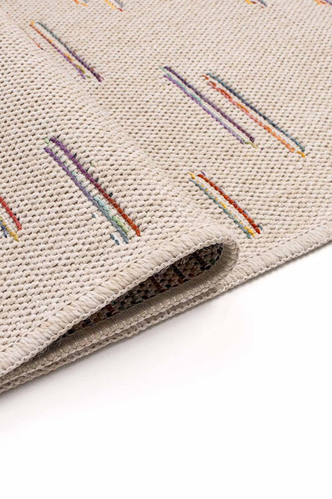 Sisal Multi Cream Beige Textured Turkish Rug – Natural Fiber Look Washable Flatweave Carpet Minimal Accents, Non Slip Modern Area Rug